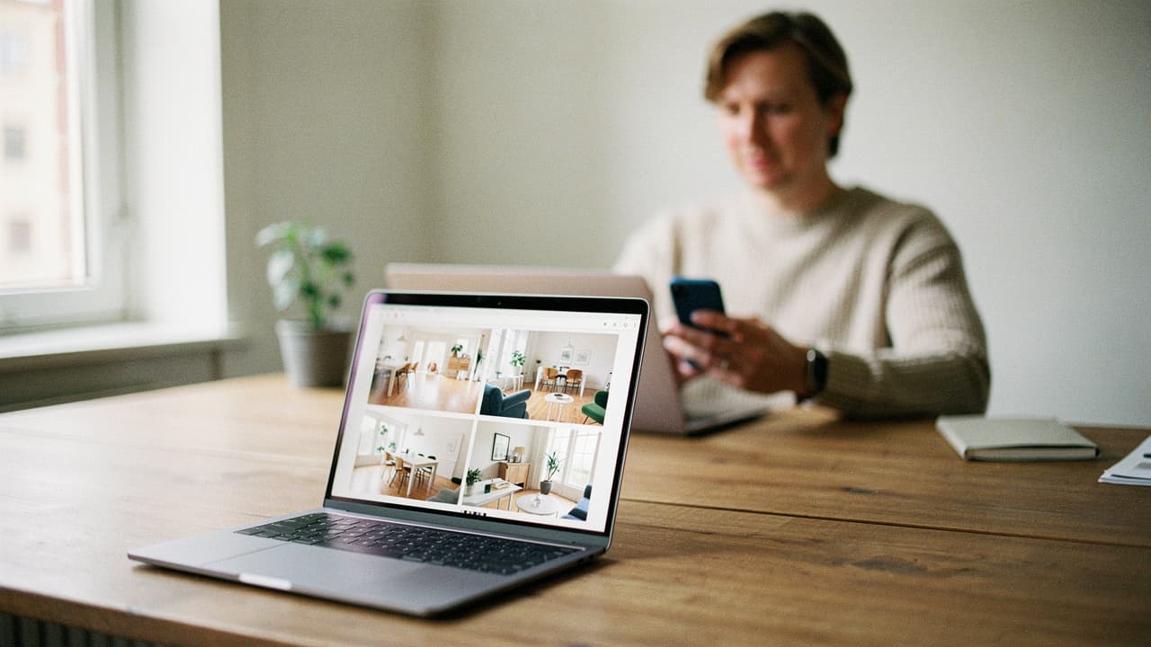 Person sköter ett dödsbo på distans via telefon och bilder